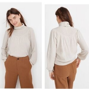 Madewell Cream Ribbed Turtleneck Sweater
